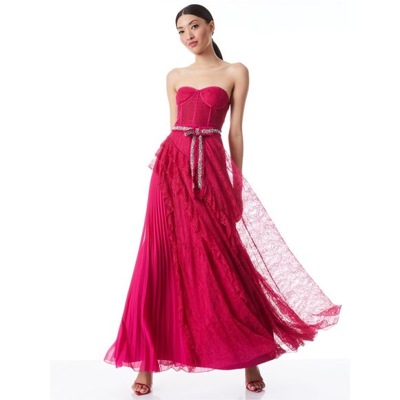 ALICE + OLIVIA BREE RUFFLE PLEATED BALL GOWN - Picture 1 of 10